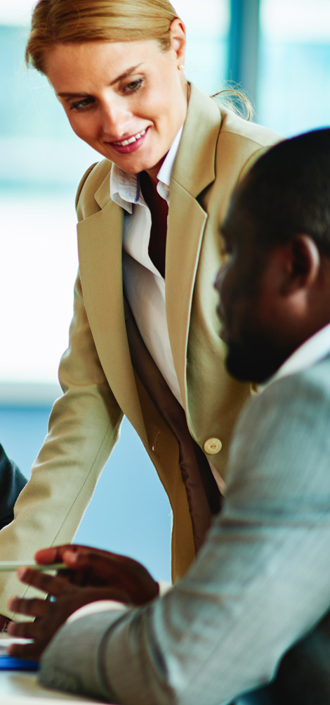 Nexza consultant briefing a client during a project review